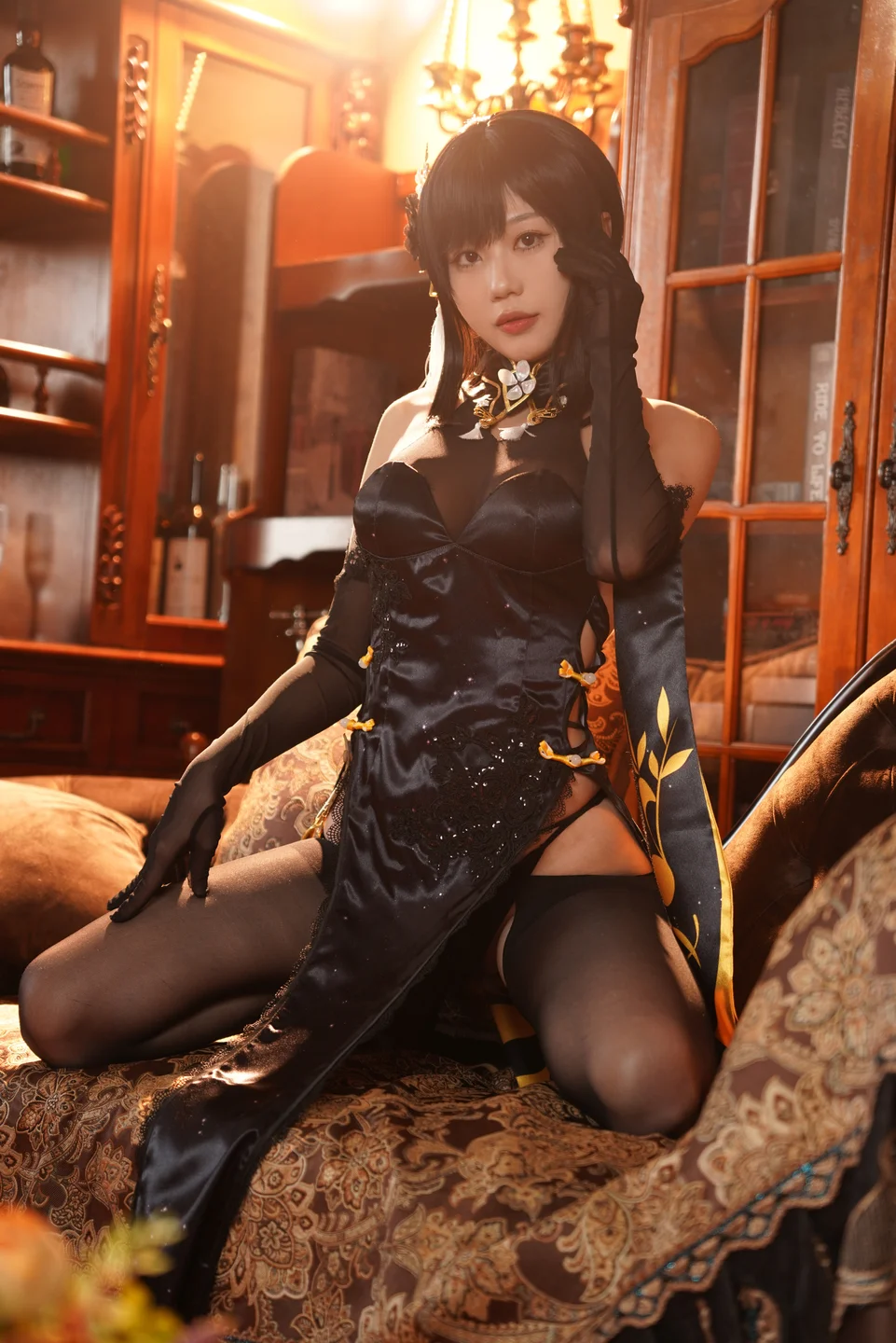 影子喵Ghost - 镇海黑旗袍 [131P,4V-3.71GB] tg@simisebaisi 【丝足阁】022.webp